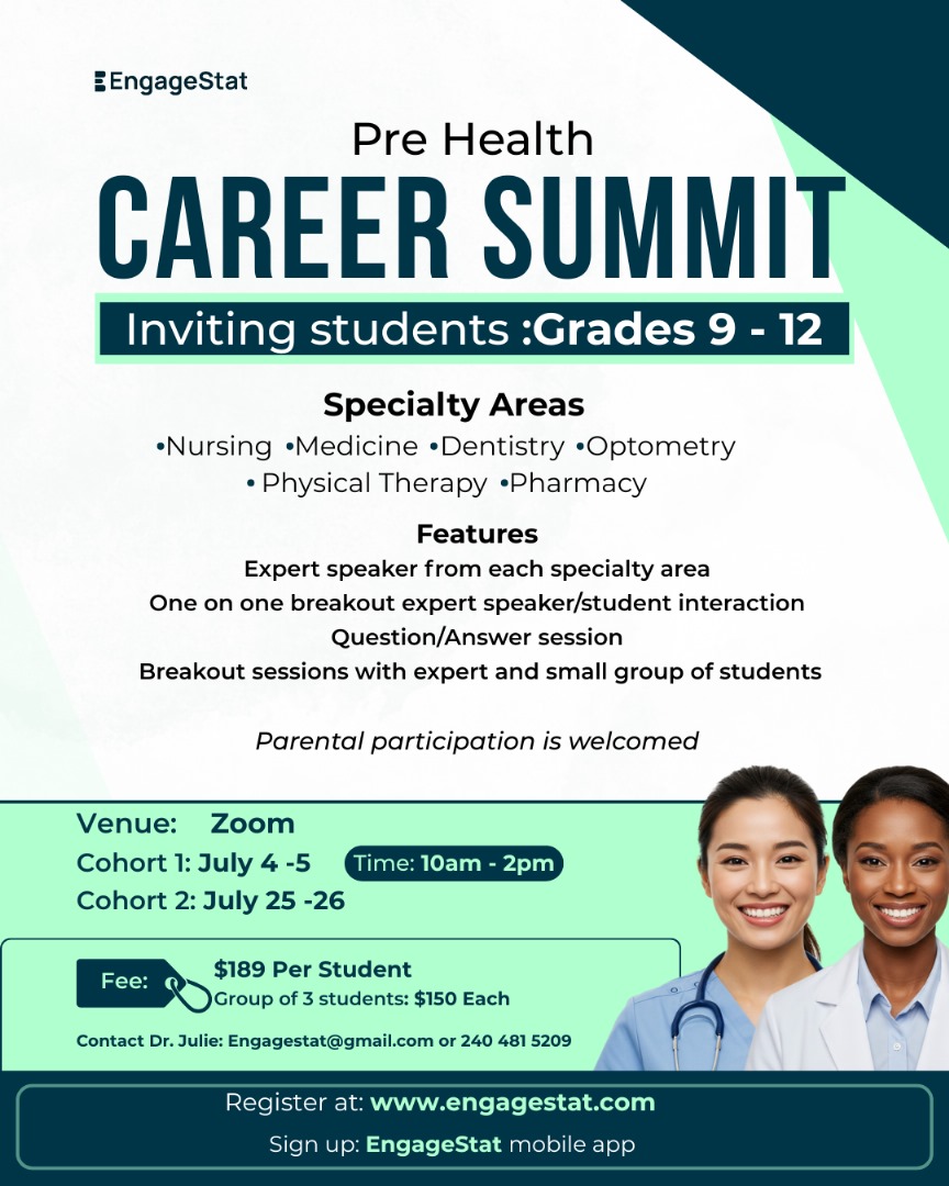 Pre-Health Career Summit flyer